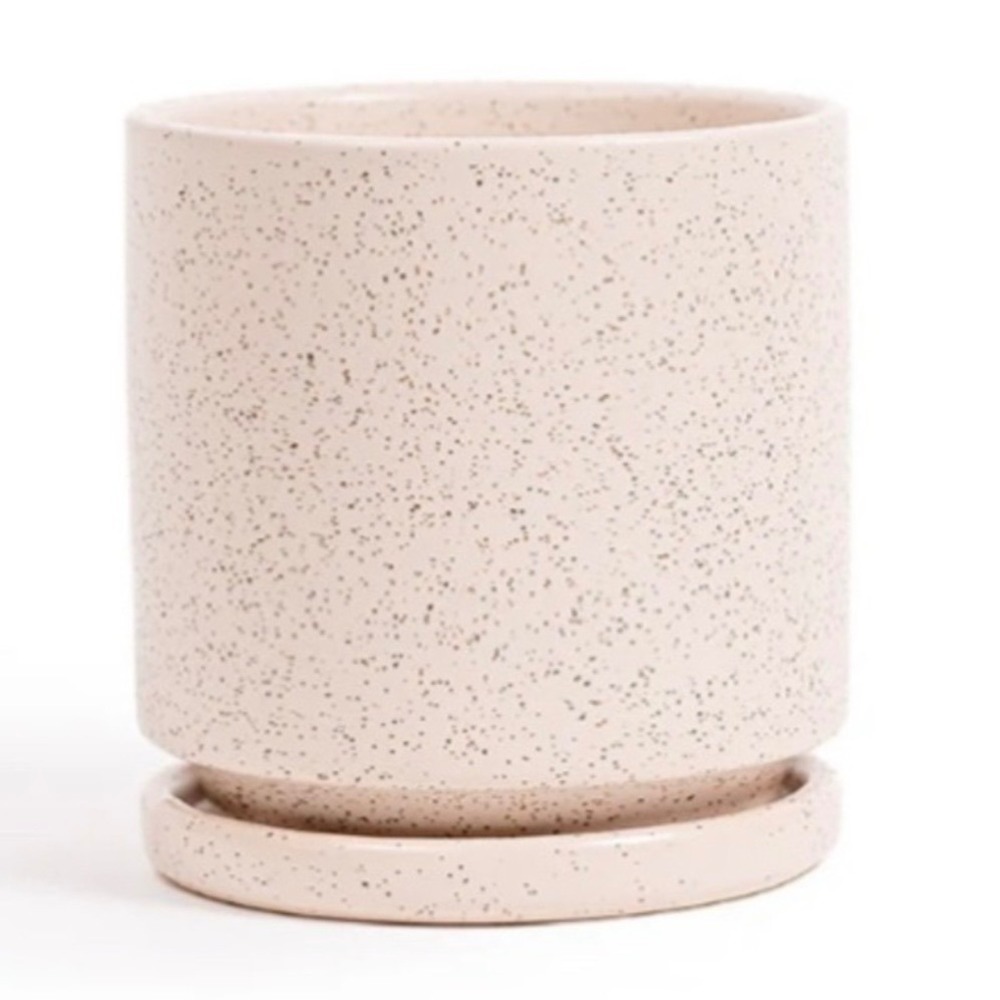Momma Pots Ceramic Speckled Cream Planter with Saucer Drainage Hole 4.5 Inch Pot